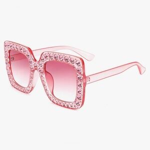 Square Rhinestone Sunglasses Oversized Diamond Bling Bling Glasses